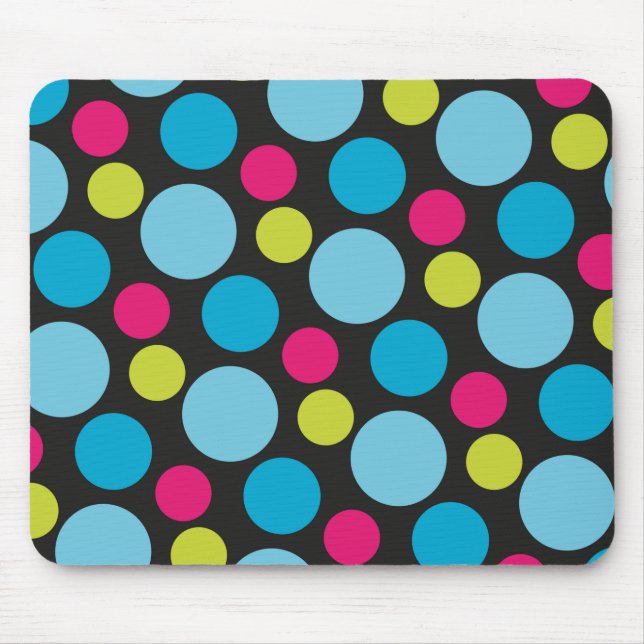 Fun Whimsical Colourful Dots Turquoise Blue Patter Mouse Pad (Front)