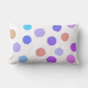 fun whimsical colourful painted dots design lumbar pillow