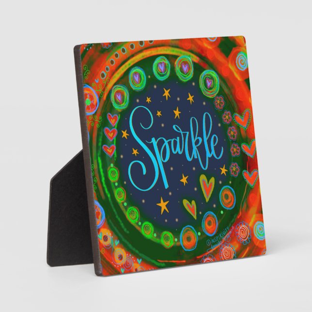 Fun Whimsical Cute Sparkle Kids Inspirivity Easel Plaque (Front)