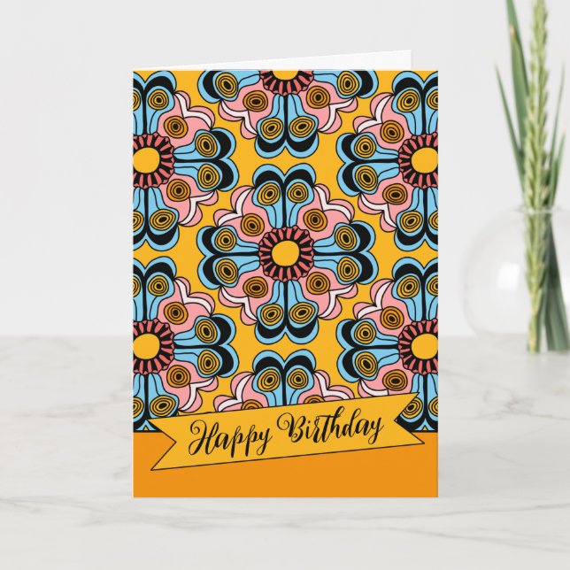 Fun whimsical flower power hippie CC0143 Birthday  Card (Front)