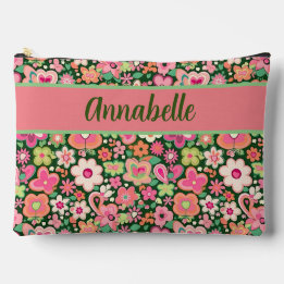 Fun Whimsical Flowers Large Accessory Accessory Pouch