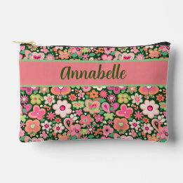 Fun Whimsical Flowers Small Accessory  Accessory Pouch