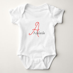 Fun Whimsical Girly Script Monogram and Name Baby Bodysuit