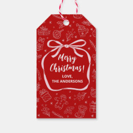 Fun Whimsical Hand Drawn Christmas Holiday Gift Tags