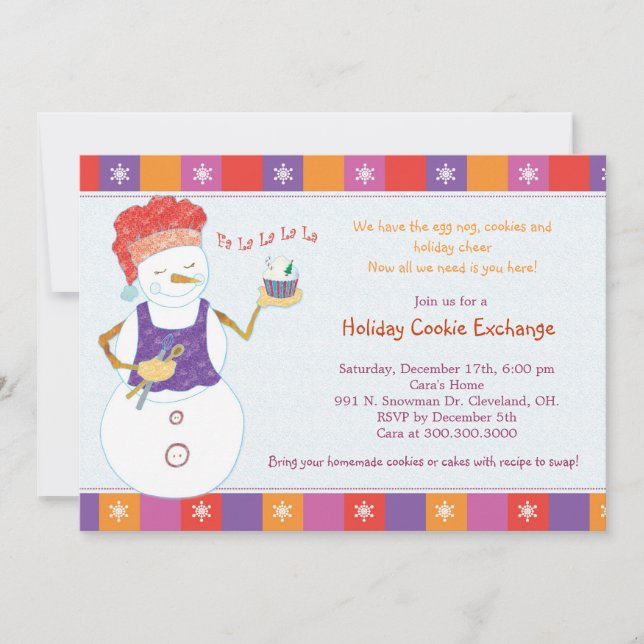 Fun Whimsical Holiday Cookie Exchange Party Invitation (Front)