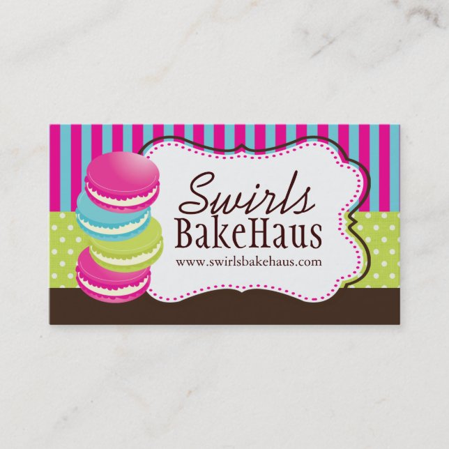Fun Whimsical Macarons Business Cards (Front)