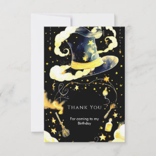 Fun Whimsical Magic Wizard Birthday Thank You Card