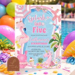 Fun Whimsical Splash into Pool Party Invitation
