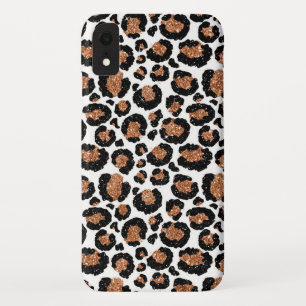 Fun White and Gold Foil Cheetah Pattern iPhone XR Case