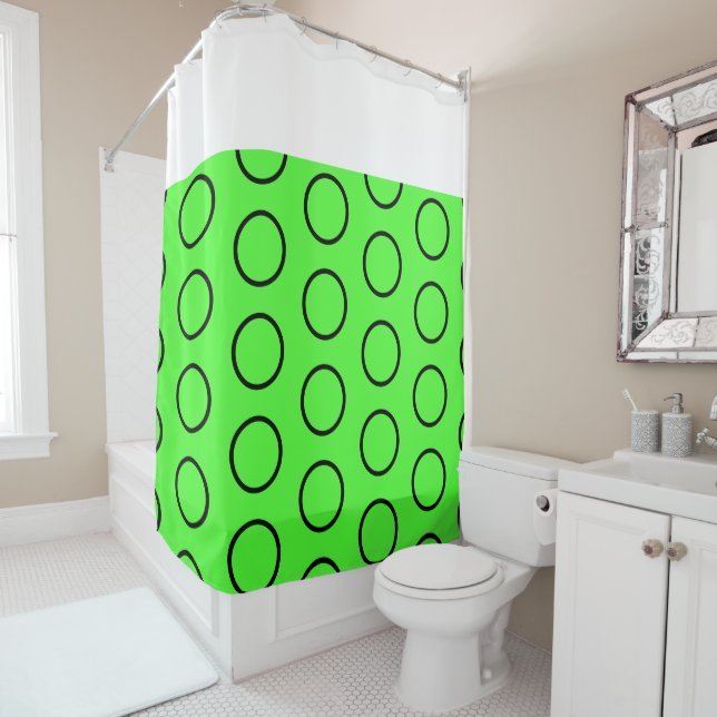 Fun White Black Bright Lime Green Geometric Art (In Situ)