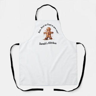 Fun, White, Black & Brown Cute Gingerbread man Apron