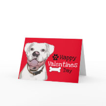 Fun White Boxer Dog Valentine
