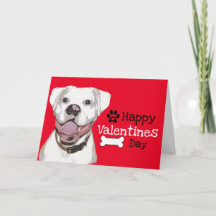 Fun White Boxer Dog Valentine Thank You Card