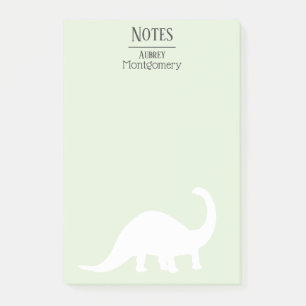 Fun White Brontosaurus Silhouette   Personalized Post-it Notes