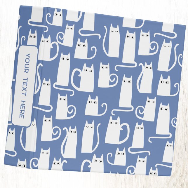Fun White Cat Animal Lover Binder (Fun white cat personalized custom text binder)