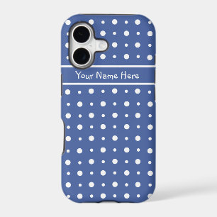 Fun White Polka Dots on Deep Blue Background