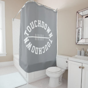 Fun White Sporty Football TOUCHDOWN On Modern Gray