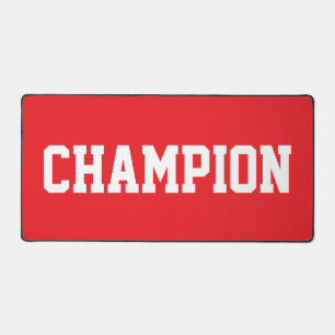 Fun White Text On Athletic Brown Desk Mat