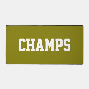 Fun White Text On Golden Olive Desk Mat