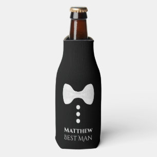 Fun White Tie Best Man Wedding Foam Bottle Cooler