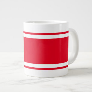 Fun Wide Bright Red White Nautical Racing Stripes Large Coffee Mug