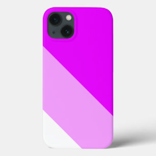 Fun Wide Tropical Pink White Slant Racing Stripes iPhone 13 Case