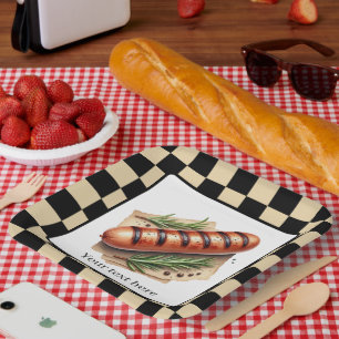 Fun wiener roast grilled hotdog party customizable paper plate