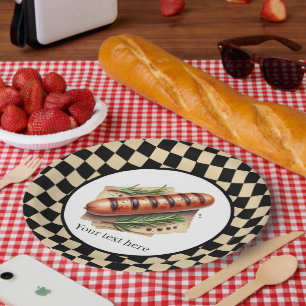 Fun wiener roast grilled hotdog party customizable paper plate