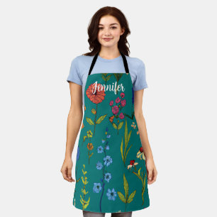 Fun Wild Flowers with editable name Apron
