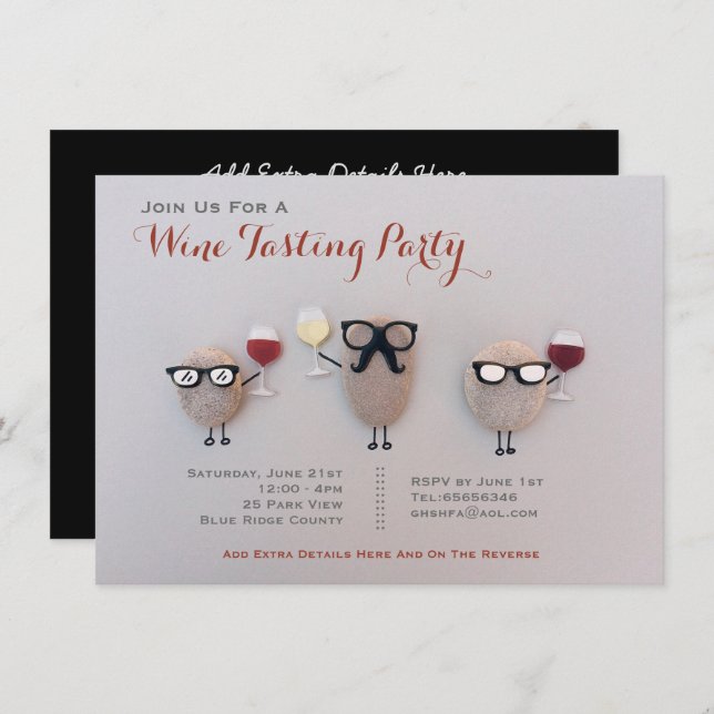 Fun Wine Tasting Party Invitations Rock Customized (Front/Back)