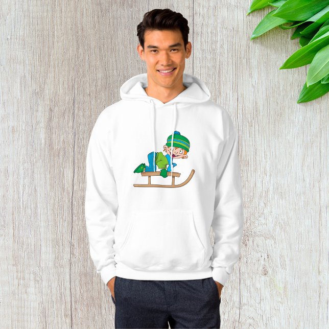 Fun Winter Sledding Boy Cute Snow Adventure  Hoodie (Creator Uploaded)