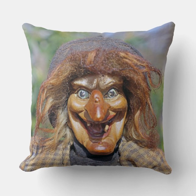 Fun Witch Face Pillow! Throw Pillow (Front)