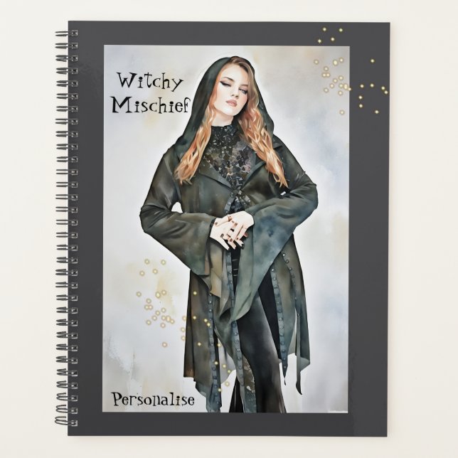Fun Witchy Quote Pretty Grey Journal  Planner (Front)