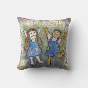 Fun with Fairies Children Art Custom Throw Pillow