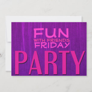 Fun with Friends Pink Purple Party Invitations