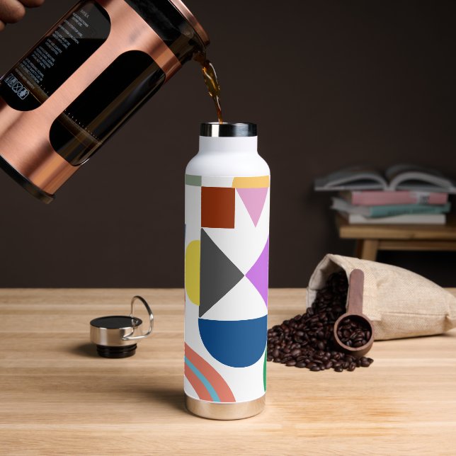 Fun With Geometry Colourful Shapes Name Water Bottle (Coffee)