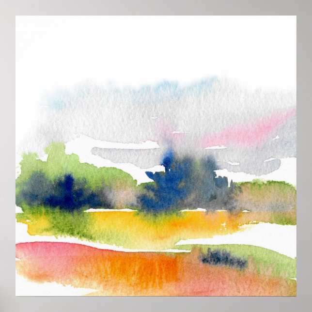 'Fun with Watercolor Brushstrokes' Abstract Poster (Front)