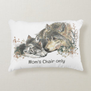 Fun Wolf Mother with "Mom's Chair Only" Accent Pillow