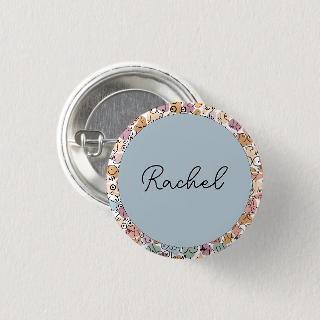 fun woman feminist 1 inch round button (Front & Back)