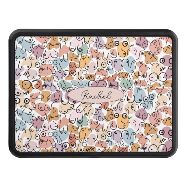 fun woman feminist trailer hitch cover (Front)