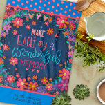 Fun Wonderful Memory Quote Floral Custom  Kitchen Towel<br><div class="desc">Pretty Colourful Floral Handwritten Quote Personalized Towels. These pretty chic towels are perfect to add some joy to your kitchen. Whether you're a seasoned chef or an aspiring home cook, these towels make the perfect companion for any culinary adventure. They also make delightful gifts for friends and family who appreciate...</div>
