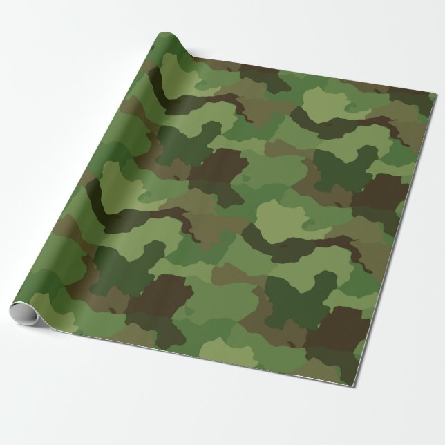 Fun Woodland Camouflage with Larger Shapes Wrapping Paper (Unrolled)