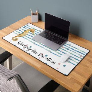 Fun "Working forVacation", Watercolor Crab Desk Mat