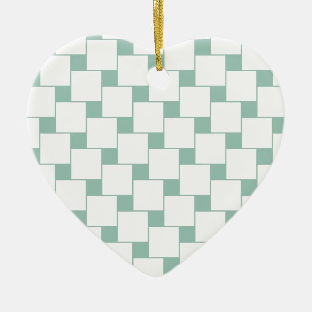 Fun Woven Squares Mint Green Ceramic Ornament (Front)