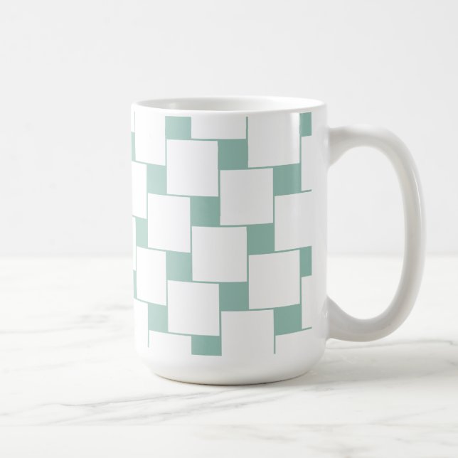 Fun Woven Squares Mint Green Coffee Mug (Right)