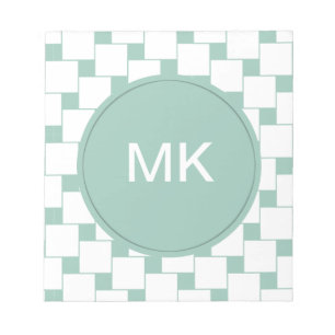 Fun Woven Squares Mint Green Notepad