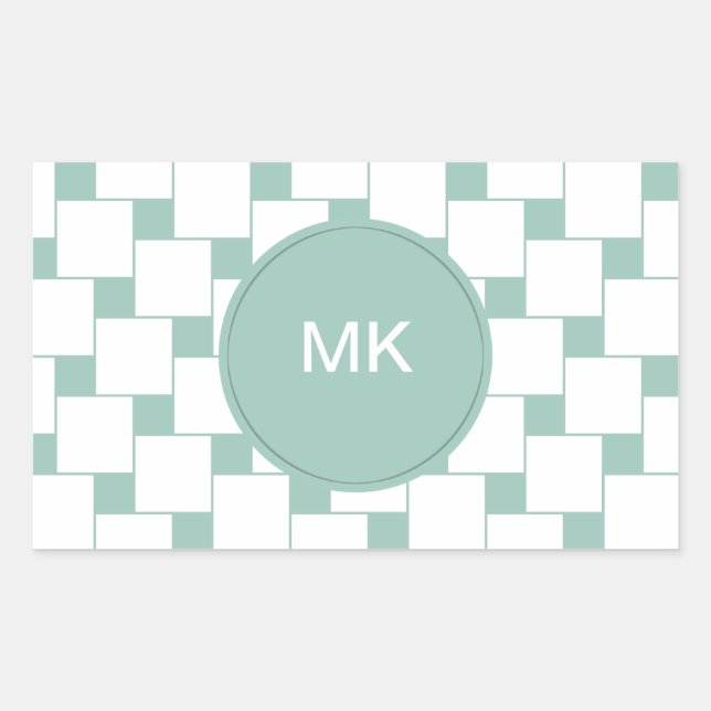 Fun Woven Squares Mint Green Sticker (Front)