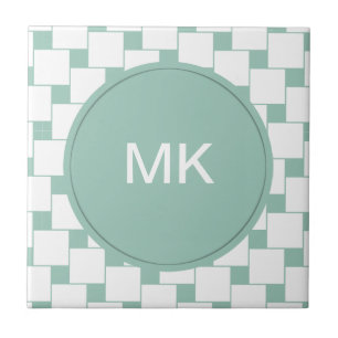 Fun Woven Squares Mint Green Tile