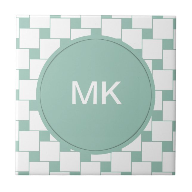 Fun Woven Squares Mint Green Tile (Front)