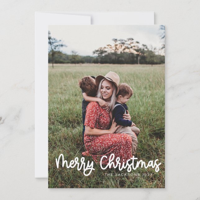 Fun Written Merry Christmas Design Holiday Card (Front)